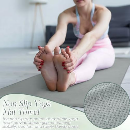 Hahafelt 3 Pack Hot Yoga Mat Towel Non Slip, Morandi Pink Blue Green - color: Morandi Pink Blue Green