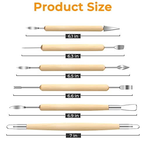 Jetmore 6 Pack Clay Tools Kit, Pottery Tools & Sculpting Tools, Polymer Modeling Clay Cutters Sculpture Set for Carving, Ceramics, Molding, DIY | Clay modeling tools support shaping, trimming and carving, Pottery tools suit ceramics, molding and detailed
