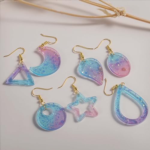 Attuslla 6 PCS Resin Earring Molds Silicone Jewelry Earring Molds Epoxy Resin Molds DIY Craft with Ear Hooks, Jump Rings for DIY Women Earrings, Pendants, Rings, Jewelry Craft Supplies - color: Style B