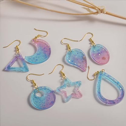 Attuslla 6 PCS Resin Earring Molds Silicone Jewelry Earring Molds Epoxy Resin Molds DIY Craft with Ear Hooks, Jump Rings for DIY Women Earrings, Pendants, Rings, Jewelry Craft Supplies - color: Style B