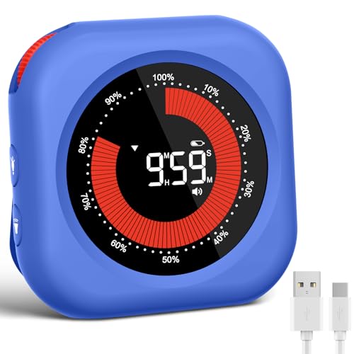Visual Timer for Classroom Rechargeable, 10-Hour Digital Timers with Visual Time Bars Design, 3 Brightness/3 Volume Adjustable Magnetic Timer, Countdown/up Timer for Study Game Gym Kitchen Office - color: Purple