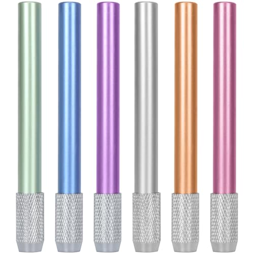 YOUSHARES Aluminum Assorted Colors Pencil Lengthener – Pencil Extender Holder for Colored Pencils in Regular Size (6 Pcs) - color: Extender