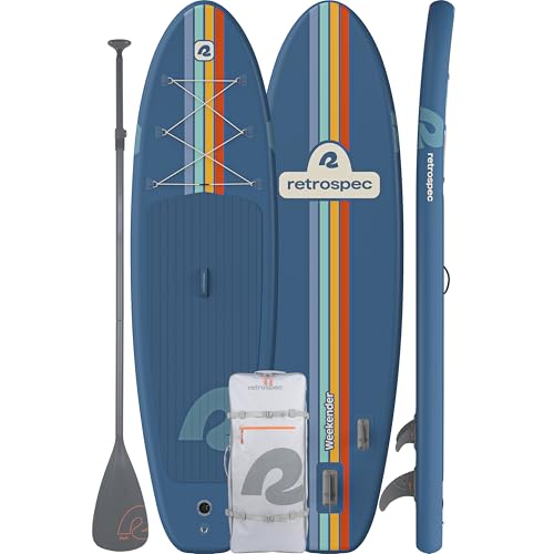 Retrospec Weekender Inflatable Stand Up Paddle Board Includes Paddle, Pump, and Accessories 10’6” Lightweight iSUP, Puncture Resistant Inflatable Paddle Board for Adults - color: Navy Zion Legacy