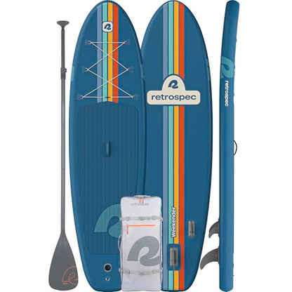 Retrospec Weekender Inflatable Stand Up Paddle Board Includes Paddle, Pump, and Accessories 10’6” Lightweight iSUP, Puncture Resistant Inflatable Paddle Board for Adults - color: Navy Zion Legacy