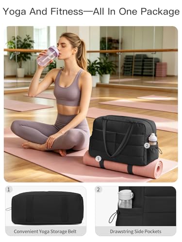 Gitus Travel Duffle Bag for Women Puffer Weekender Bags Carry on Gym Bag - color: Black