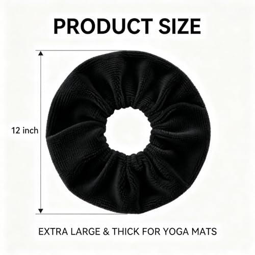 Yoga Mat Scrunchie - Holds Your Yoga Mat in Style - Durable & Elasticity Fabric - Fits All Standard Yoga Mats - color: Black