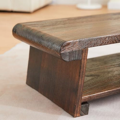 Folding Japanese Low Floor Table,Small Wood Meditation & Altar Table - size: 23.6"X13.6"X9.5”