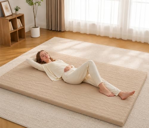 Mollydot Japanese Floor Mattress Twin Size 39"x 75", Futon Mattress with Cotton Washable Cover, Roll Up 2.5" Thick Tatami Mat, Portable & Foldable Floor Bed Mattress for Guest Room Dormitory (Coffee) - color: Coffee, size: Twin(75"l X 39"w X 2.5"th)