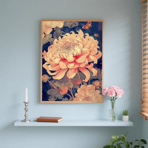 QAZWSX DIY Diamond Art Beautiful Flowers Painting Set, Floral Crystal Rhinestone Canvas, Adult Craft for Home Office Wall Decor 12x16 Inch