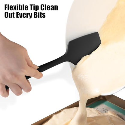 Doosu 600°F Heat Resistant Silicone Spatula Scrapers (Set of 3, Black) | Food Grade Kitchen Rubber Baking Cooking Tool Nonstick Utensil Set for Mixing, Scraping, Folding, Stirring, Serving - color: Black, size: Set of 3