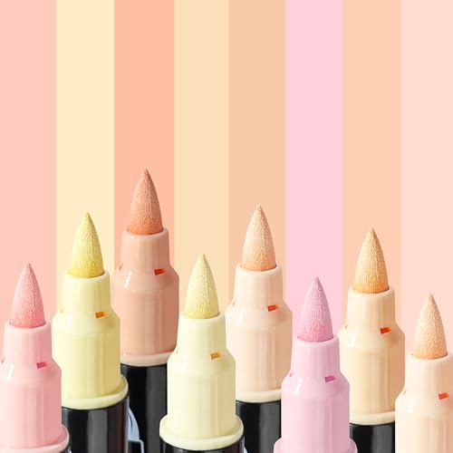 Acrylic Paint Markers, 24 Skin Tone Markers - Dual Tip Art Pens with Brush & Fine Point for Rock Painting, Fabric, Canvas, Wood, DIY Crafts - Flesh Tone Craft Paint & Art Supplies