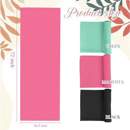 Breling 3 Pack 26"x73" Hot Yoga Mat Towel Pack Non-Slip Yoga Mat Gym Sweat Absorbent Microfiber Towel for Pilates Workout Women Men - color: Black,green, Red