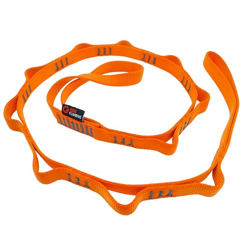 GM CLIMBING 16mm Nylon Daisy Chain Sling 22kN 120cm / 48in CE UIAA Certified for Leading Aid Climb Ascender Rigging Hammock Suspension - color: Orange | 1 Pack