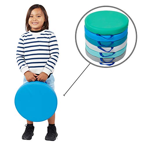 Factory Direct Partners SoftScape 15 inch Round Classroom Floor Cushions with Handles; Flexible Seating for Daycare, Preschool, Playroom; 2 inch Thick Deluxe Foam (6-Piece) - Contemporary, 11232-CT - color: Contemporary, size: Round