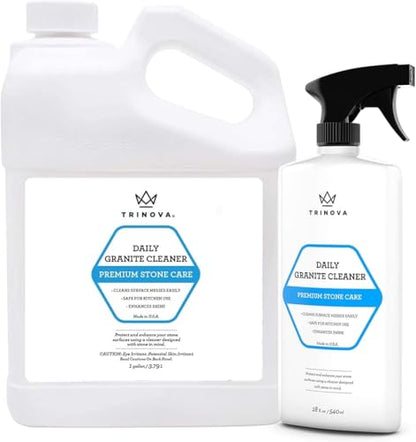 TriNova Granite Cleaner, 18 fl oz and 1 Gallon Refill Bundle | Stone cleaner bundle for granite, marble, quartz and sealed stone surfaces. - style: Refilll Bundle