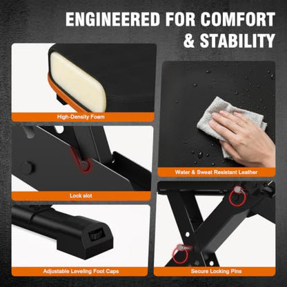 Adjustable Weight Bench for Home Gym, Foldable Workout Bench, Incline Bench