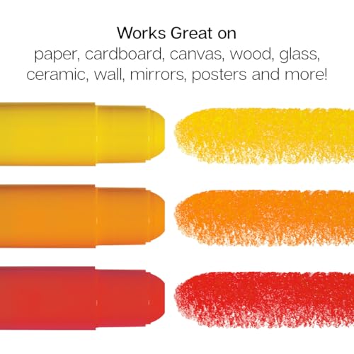 KINGART Tempera Paint Sticks – 24 Metallic & Neon Colors – Quick-Drying, Washable, Solid Paint Crayons – Mess-Free Multi-Surface Medium for Paper, Wood, Canvas, & Glass