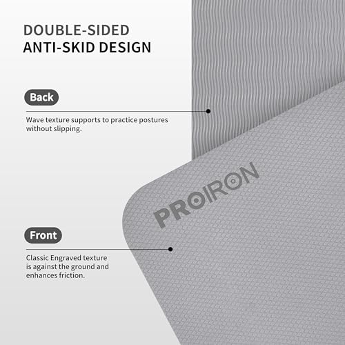 PROIRON Foldable Yoga Mat 0.24"/0.16" for Home Workout & Travel, Non Slip Travel Yoga Mats with Carry Bag, Packable Yoga Mat for Home Gym, Pilates, Fitness,Stretching - color: (0.24" TPE) Gray