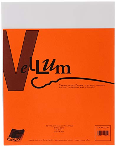 Grafix Vellum Inkjet Printable Paper, Clear, 8.5 x 11 in, Pack of 50 - size: 8.5"x11"x30 Pound
