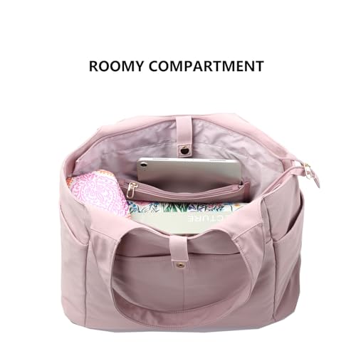 ESVAN Yoga Tote Bag Mat bag Women Shoulder Bags Carryall Tote for Travel Office Workout Gym Nurse Beach - color: Pinklish Purple