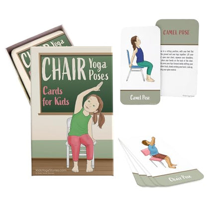 Chair Yoga Poses Cards for Kids: Movement or Brain Breaks in Classroom, Meditation, Somatic Play Therapy, Breathing Exercise, or for Social Emotional Learning Activities and Test-Taking Strategies