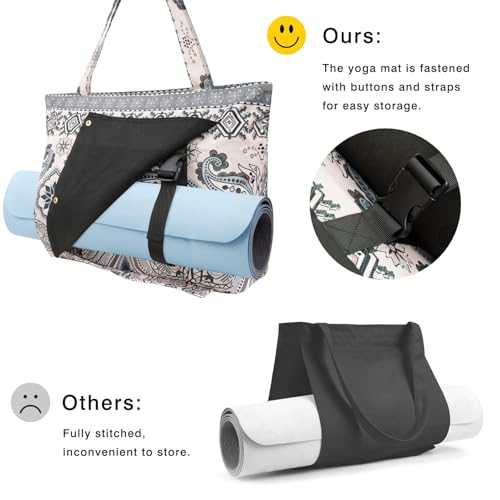 Yoga Mat Bag Yoga Bags and Carriers Fits All Your Stuff Yoga Tote Bag with Zipper Pocket Yoga Mat Carrier Pilates Bag Take in Out Mat Easily - color: Indian Floral