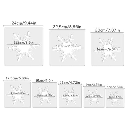 Snow Stencil, 8 PCS Different Size Snow Stencils, Snow Template Stencil, Large Snow Stencil for Spray Painting, Painting Template for Fabric Walls Arts Paper - style: snow