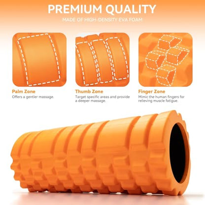 Krightlink Foam Roller High Density 13" Patented Exercise Roller for Deep Tissue Muscle Massage, Muscle Massage and Myofascial Trigger Point Release, Relieves Muscle Pain, Improves Mobility (Orange) - color: Tangerine
