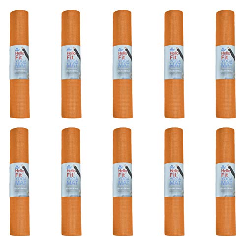 Bulk Yoga Mats, 10 Pack, 4mm Thick, 68x24in - color: Orange
