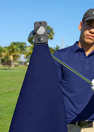 Magnetic Golf Towels for Golf Bags with Clip & Ultra Strong Magnet - Waffle Weave Microfiber Towel for Secure Hold on Bags & Carts - Ideal Club Cleaner & Accessories - Navy - color: Navy