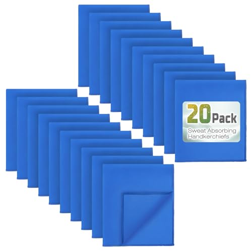 20팩 30.5cm x 25.4cm(12 x 10인치) 극세사 땀 흡수 손수건, 남성용, 빠른 건조 땀 걸레 타월, 얼굴, 목, 헬스장용 - color: 20다크블루