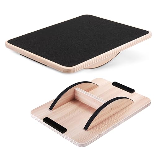 Yes4All 350LBS Professional Wooden Balance Board for Leg Workout, Anti-Slip Rocker Board, Wobble Board for Standing Desk - color: A. Black