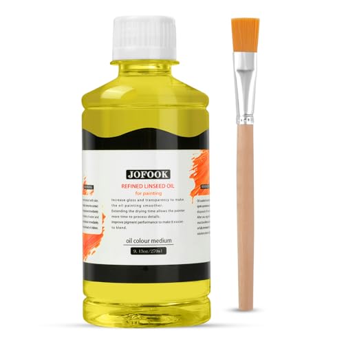 JOFOOK Refined Linseed Oil for Oil Painting with a Paintbrush,Thinner Medium for Oil Based Paint - 9.13oz (270ml),Thinning Oil for Professionals