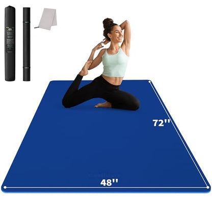 CAMBIVO 72''x48'' Large Yoga Mat, Extra Thick TPE Workout Mat - color: BLUE, size: 6mm