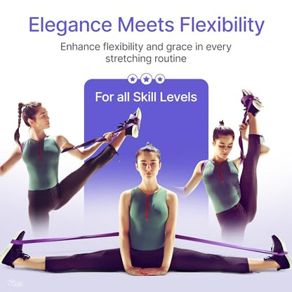 2-Pack Ballet Stretch Bands with Foot Mini Loop, Natural Rubber Dance Bands | Splits and flexibility training for kids, teens and adult dancers, gymnasts and cheerleaders, beginner guide and travel bag - color: Purple Regular