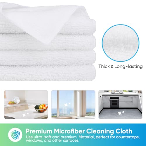 HOMEXCEL White Microfiber Cleaning Cloth, Microfiber Towels for Car,12 PK | Lint Free Wash Cloths, Cleaning Rags for Household, Car Wash Towels for Detailing Drying, Scratch-Free, 11.5"X 11.5" - color: White
