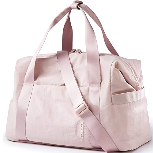 BAGSMART Gym Bag for Women, Carry on Weekender Overnight Bag, Travel Duffel Bags with Trolley Sleeve, Personal Item Travel Bag Tote Bag Workout Dance Bag(Pink,Medium) - color: Pink, size: Medium