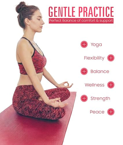 ROMIX Yoga Mat Thick 10Mm, Non-Slip Exercise Mat, 72 X 24 In, NBR - color: Red