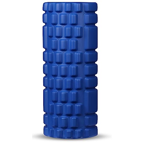 DRUNA Foam Roller for Muscle Massage, Pilates & Yoga 13"x5.5" Medium Firm PVC Foam Roller for Deep Tissue Massage, Recovery & Flexibility (Blue)