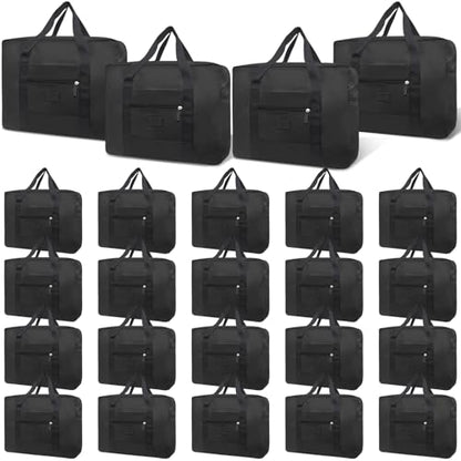 Travel Duffel Bag 24 PCS Foldable Travel Bag Bulk Carry on Luggage Bag Waterproof Tote Sports Gym Bag Lightweight Large Weekender Overnight Bag for Women and Men (Black 24PCS) - color: Black 24PCS