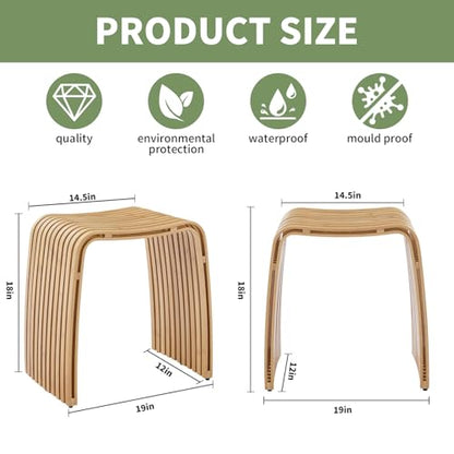 Bamboo Shower Bench, Waterproof Non-Slip Bath Stool,Sturdy Stable - color: Color No., size: Set of 1