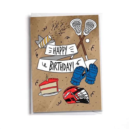 Lacrosse Birthday Card | Game Day Inspired Greeting Card | Sports Birthday Card for Lacrosse Player - style: Lacrosse