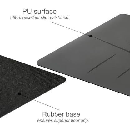 Natural Rubber Yoga Mat - Non Slip Non Toxic - 5mm Thick Yoga Mat for Hot Yoga/Pilates - Extra Large 26.8’’ with Alignment Guide - Sweat Proof - with Carrying Bag - color: Dark Grey