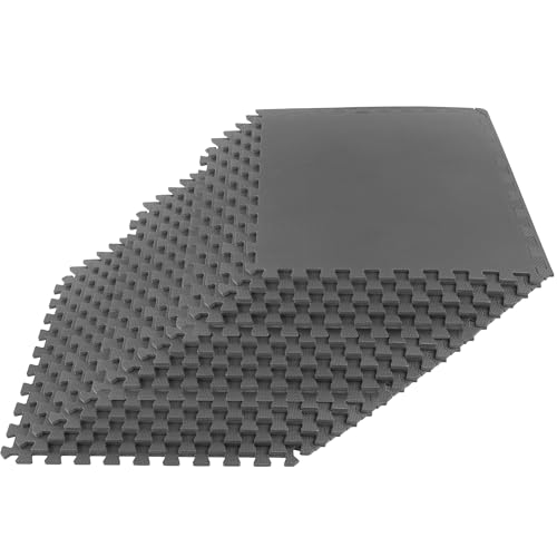 EVA Foam Mat Tiles 18-Pack - 72 SQ FT of Interlocking Padding for Garage, Playroom, or Gym Flooring - Exercise Mat or Playmat by Stalwart (Gray) - color: Grey