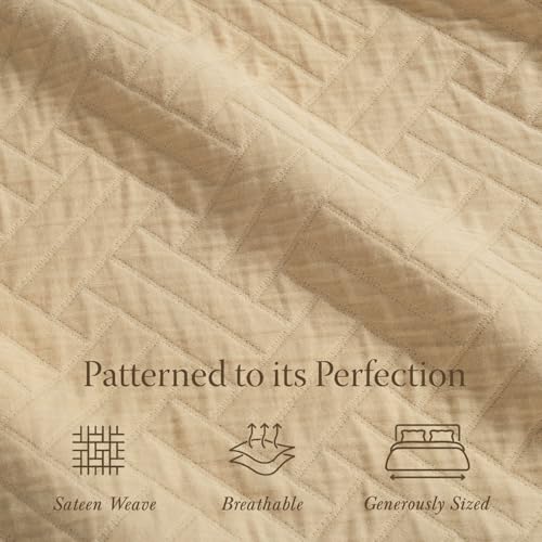 Threadmill Luxury Cotton Blankets for Queen Size Bed | All-Season 100% Cotton Queen Size Blanket | Criss Cross Jacquard Cozy Lightweight, Soft Breathable Coverlet fits Full Size Bed, 90x92 | Beige - color: Classic Beige, size: Queen / Full