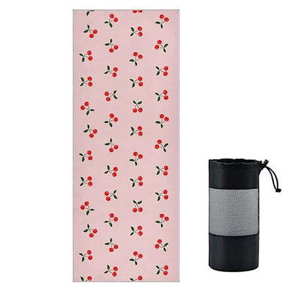Yoga Mat Towel Cherry Fruit, 73" x 27" - color: Cherry Fruit
