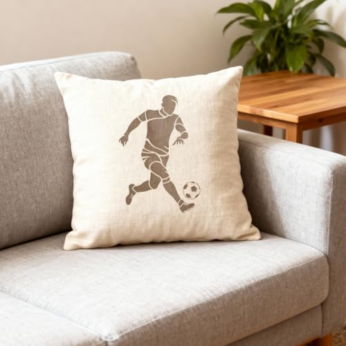 TIAMECH A4 Reusable Football Sports Stencil for Painting | Playing Soccer Layering Template, DIY Wall Art, Wood Furniture, Scrapbook & Crafts (8.3x11.7inch) - style: Football Sports