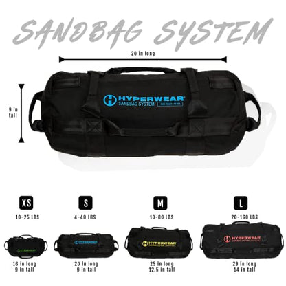 HYPERWEAR Adjustable Sandbag System, Heavy-Duty with Handles & Pre-Filled SandBell Filler Sandbags (25, 40, 80, 160 lbs) - color: XS 25 lbs Standard 2 Sandbells - Green, size: 25 lb Standard (2 x 12 lb SandBells)