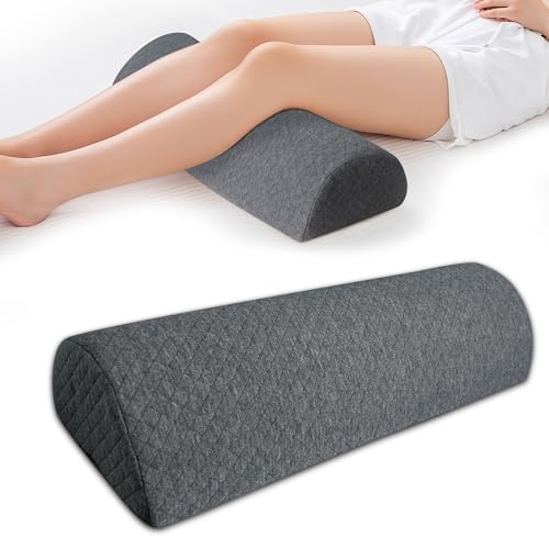 Half Moon Bolster Knee Pillow, Back Pain Relief Memory Foam Leg Pillow, Semi Roll Round Lumbar Leg Wedge for Side Sleepers - Reducing Head Neck Spine Hip Pressure - L