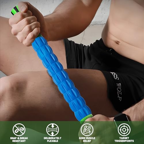 Massage Roller Stick,Muscle Roller Stick for Athletes,Liposuction Massage Roller for Lymphatic Drainage, for Relief Muscle Soreness,Trigger Points,Help Runner Legs,Back Recovery(Green & Blue) - color: Light Green & Blue